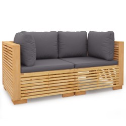 Canapés d'angle de jardin et coussins 2 pcs Bois teck massif 567840567840