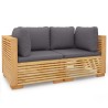 Canapés d'angle de jardin et coussins 2 pcs Bois teck massif 567840567840