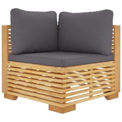 Canapés d'angle de jardin et coussins 2 pcs Bois teck massif 567840567840