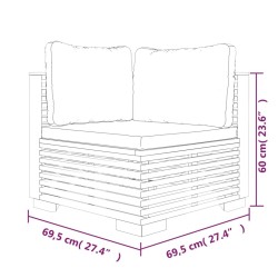 Canapés d'angle de jardin et coussins 2 pcs Bois teck massif 567840567840