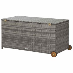 Boîte de rangement de jardin gris clair 120x65x61 cm rotin 567845567845