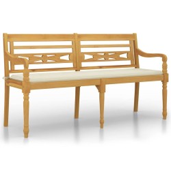 Banc Batavia avec coussin crème 150 cm Bois de teck massif 567846567846