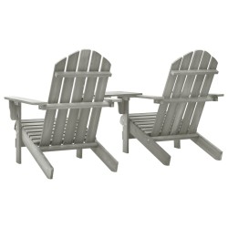 Chaises de jardin Adirondack avec table bois de sapin gris 567852567852