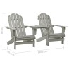 Chaises de jardin Adirondack avec table bois de sapin gris 567852567852
