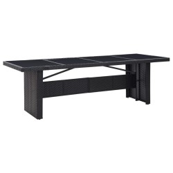 Table de jardin Noir 240x90x74 cm Résine tressée et verre 567854567854