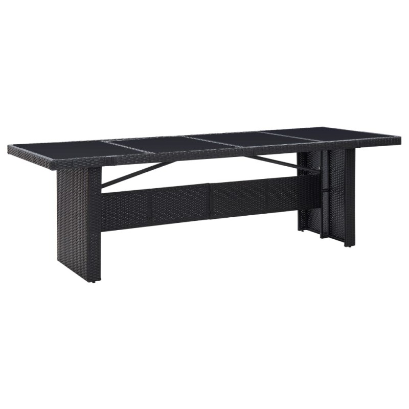Table de jardin Noir 240x90x74 cm Résine tressée et verre 567854567854