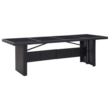 Table de jardin Noir 240x90x74 cm Résine tressée et verre 567854567854