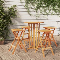 Ensemble de bar pliable 5 pcs Bois de teck massif  567866567866