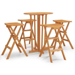 Ensemble de bar pliable 5 pcs Bois de teck massif  567866567866