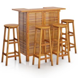 Ensemble de bar de jardin 5 pcs Bois d'acacia solide 567877567877