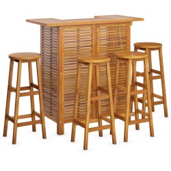 Ensemble de bar de jardin 5 pcs Bois d'acacia solide 567877567877