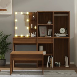 Ensemble de coiffeuse avec LED Chêne marron Bois d'ingénierie 567886567886