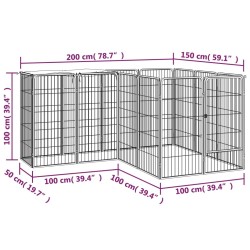 Parc pour chien 14panneaux Noir 50x100cm Acier enduit de poudre 567917567917
