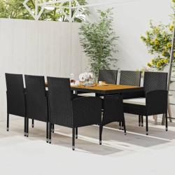 Mobilier à dîner d'extérieur 7 pcs Résine tressée Noir 567926567926