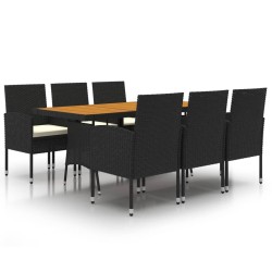 Mobilier à dîner d'extérieur 7 pcs Résine tressée Noir 567926567926