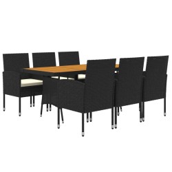 Mobilier à dîner d'extérieur 7 pcs Résine tressée Noir 567926567926