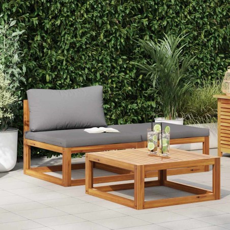 Salon de jardin 3 pcs avec coussins Bois d'acacia solide 567928567928