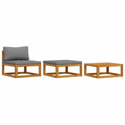Salon de jardin 3 pcs avec coussins Bois d'acacia solide 567928567928