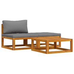 Salon de jardin 3 pcs avec coussins Bois d'acacia solide 567928567928