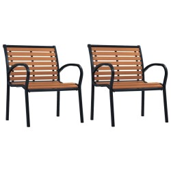 Chaises de jardin lot de 2 Acier et WPC Noir et marron 567930567930