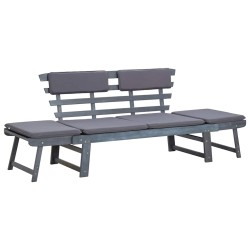 Banc de jardin avec coussins 2-en-1 190 cm Gris Bois d'acacia 567932567932