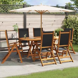 Chaises de jardin pliantes lot de 6 acacia massif et textilène 567934567934