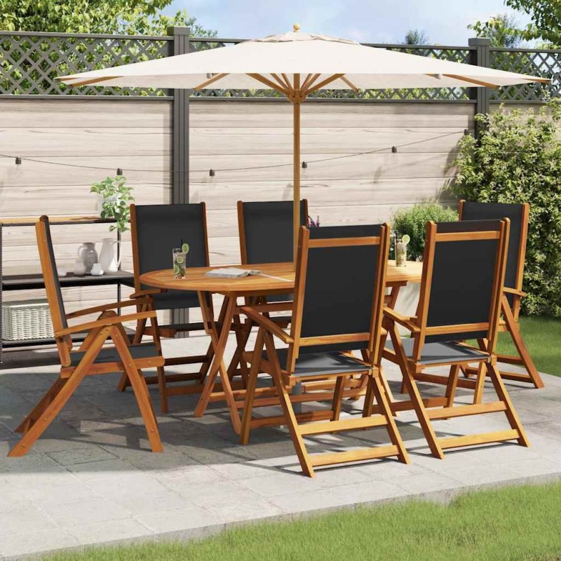 Chaises de jardin pliantes lot de 6 acacia massif et textilène 567934567934