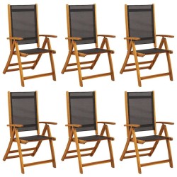 Chaises de jardin pliantes lot de 6 acacia massif et textilène 567934567934