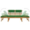 Banc de jardin avec coussins 2-en-1 190 cm Bois solide d'acacia 567939567939