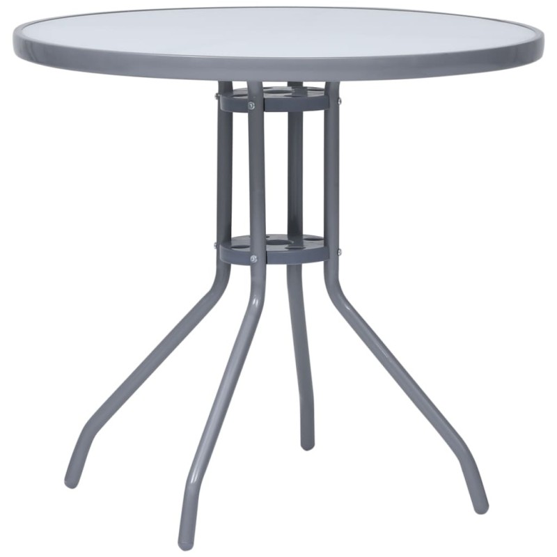 Table de jardin Gris clair 80 cm Acier et verre 567944567944