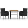Ensemble à manger d'extérieur 3 pcs Résine tressée Noir 567946567946