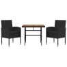 Ensemble à manger d'extérieur 3 pcs Résine tressée Noir 567946567946