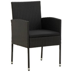 Ensemble à manger d'extérieur 3 pcs Résine tressée Noir 567946567946