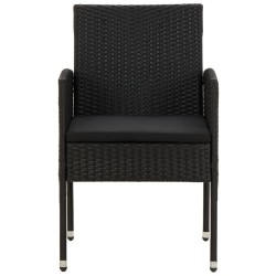 Ensemble à manger d'extérieur 3 pcs Résine tressée Noir 567946567946