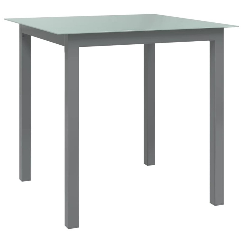 Table de jardin Gris clair 80x80x74 cm Aluminium et verre 567947567947