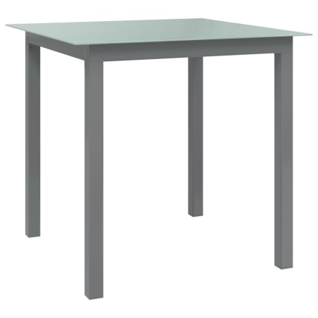Table de jardin Gris clair 80x80x74 cm Aluminium et verre 567947567947