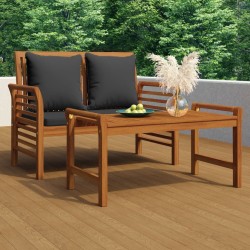 Banc de canapé avec coussins gris foncé Bois d'acacia solide 567949567949