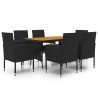 Ensemble à manger d'extérieur 7 pcs Résine tressée Noir 567951567951