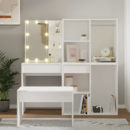 Ensemble de coiffeuse avec LED Blanc Bois d'ingénierie 567963567963