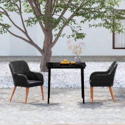 Ensemble à manger de jardin avec coussins 3 pcs noir 567983567983