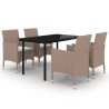 Ensemble à manger de jardin coussins 5 pcs Résine tressée Verre 567985567985