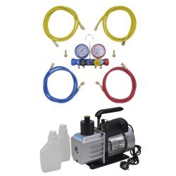 Pompe à vide 50 L/min avec manomètre à 4 voies en kit d'outils 567986567986