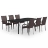 Ensemble à manger de jardin 7 pcs Marron et noir 567987567987