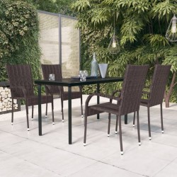 Ensemble à manger de jardin 5 pcs Marron et noir 567988567988