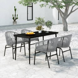 Ensemble à manger de jardin 5 pcs Gris 567991567991