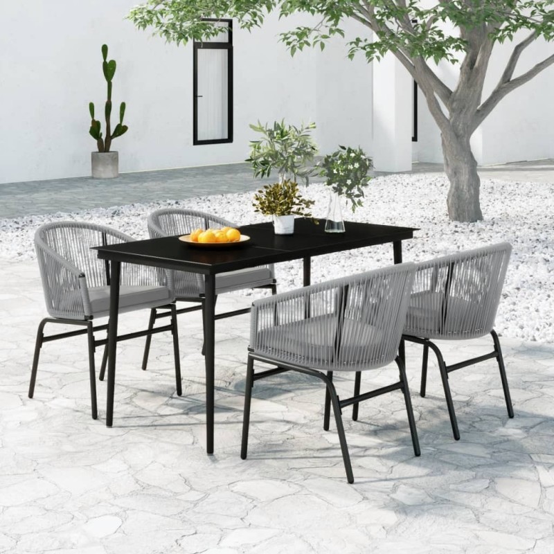 Ensemble à manger de jardin 5 pcs Gris 567991567991