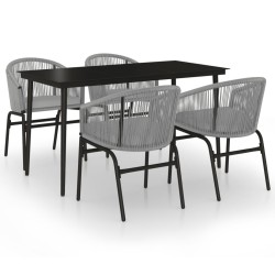 Ensemble à manger de jardin 5 pcs Gris 567991567991