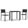 Ensemble à manger de jardin 3 pcs Noir 567992567992
