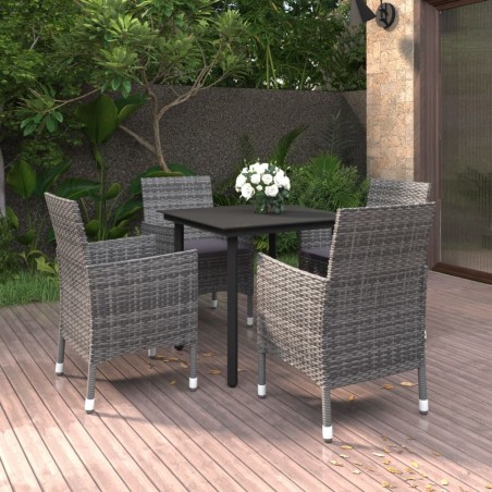 Ensemble à manger de jardin coussins 5 pcs Résine tressée Verre 567996567996