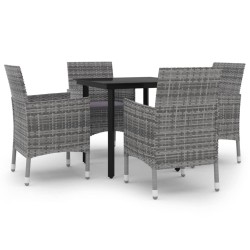 Ensemble à manger de jardin coussins 5 pcs Résine tressée Verre 567996567996